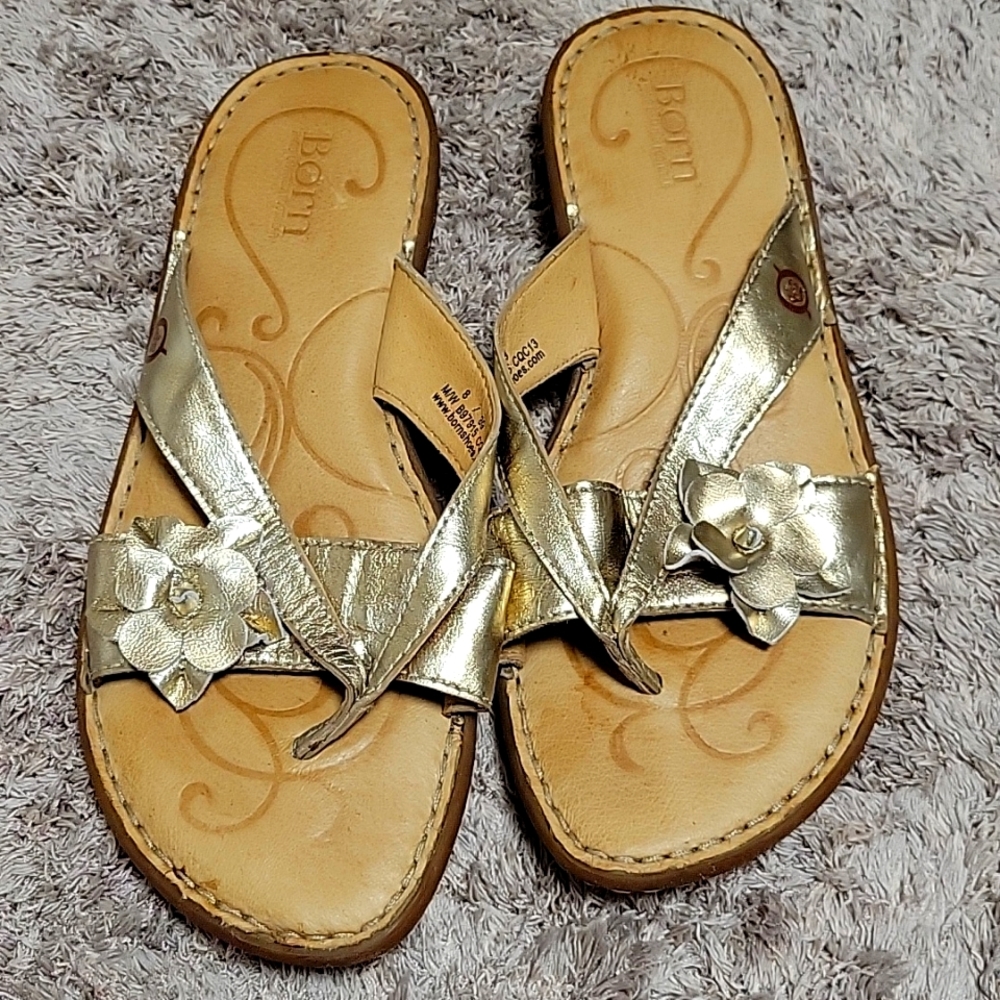 Born sandals,  size 8 / 39, Gold metallic colored straps